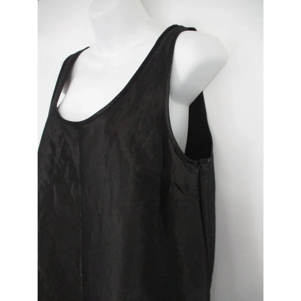 Zara Black Mini Dress Satin Effect Womens XL Sleeveless